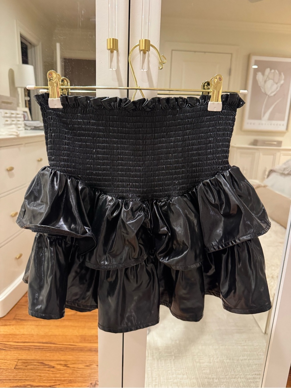 Queen of sparkles Black Ruffled Smocked Mini Skirt - Women